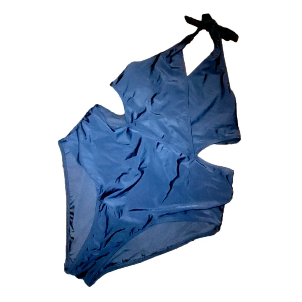 Swim suit - black - one piece -cutout sides - open back - 2XL - Lu's Chic